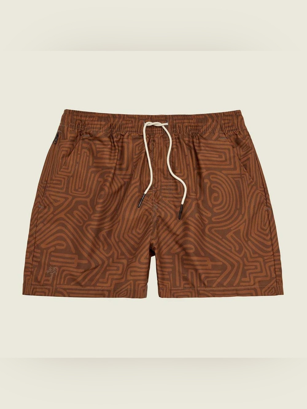 OAS Men’s Brown Abstract Print Swim Shorts Trunks Size Medium
